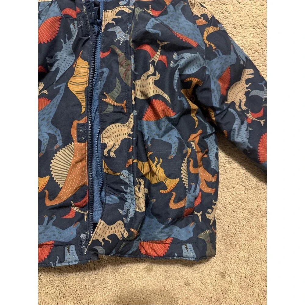 The Children's Place Boys Dinosaur Print 3 in 1 Hooded Blue Orange 3T